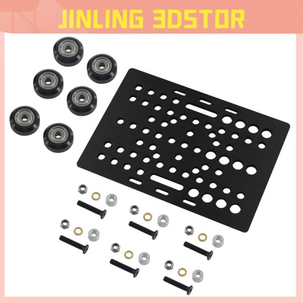 3D 프린터 부품 검정색 알루미늄 V-슬롯 갠트리 플레이트 세트 20 - 80mm 솔리드 V 휠 POM 키트 CNC 기계
