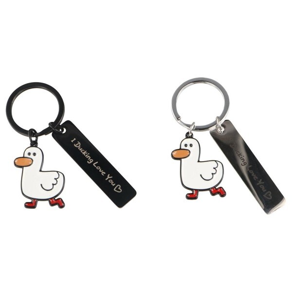 [오늘출발]Dont Me 오리 키체인 스테인레스 스틸 커플 쥬얼리 더킹 러브 키링 키홀더 동물 펜던트