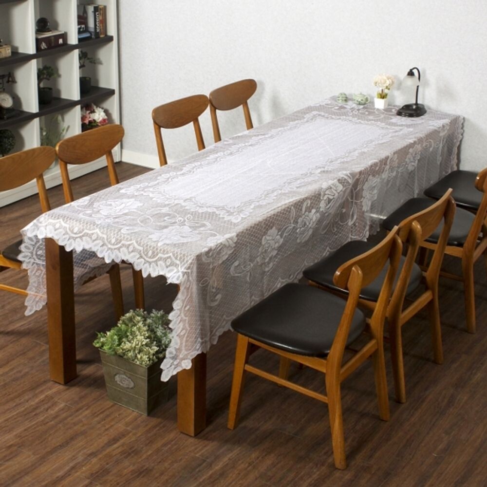프렌치 레이스 테이블보 (샐리가든) (150x250cm)/파티/사각/식탁보/고급/대형/식탁/보호/시트/위생/방수