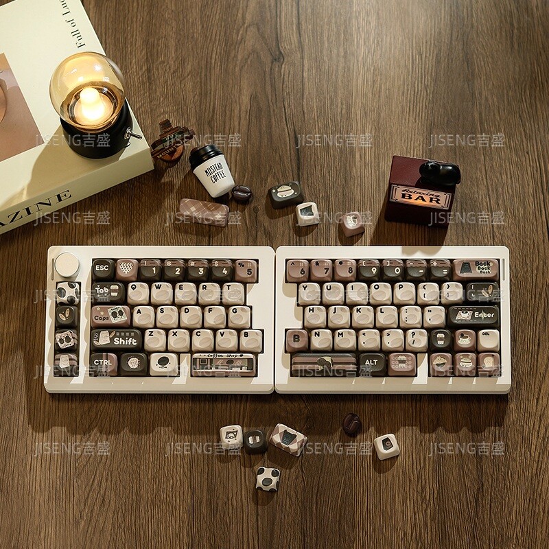 스플릿키보드 인체공학 분할 좌우분리형 실용적 게이밍-MOA 커피콩 (데이터 케이블/키풀러)/무소음