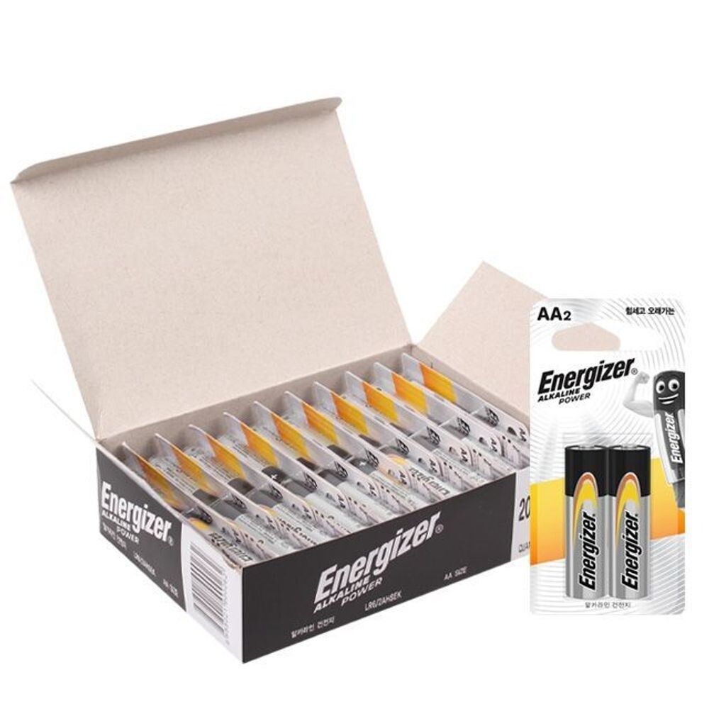 [에너자이저홀딩스]에너자이저 에너자이저 알카라인 건전지 AA2 (2개입x20세트)/40/알/맥스/플러스/AA/가스/레인지/배터리/충전/밧데리/20