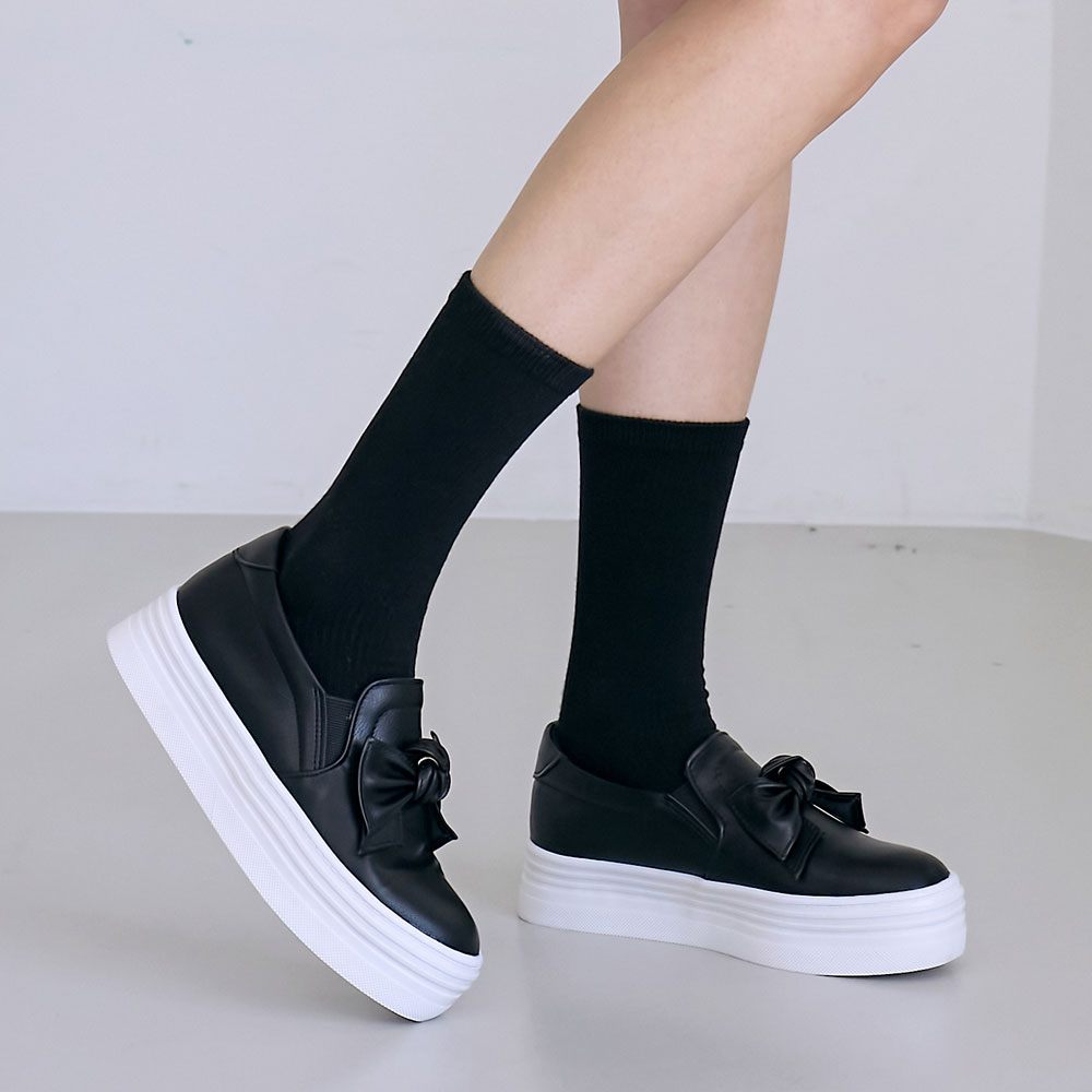 에스유니 데일리 리본 포인트 키높이 통굽 여성 슬립온 운동화 4cm 무료배송+사은품 증정