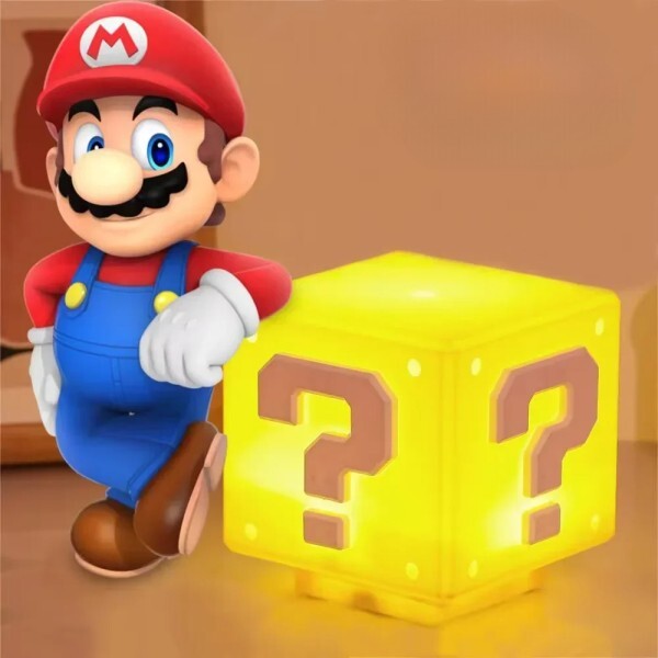 [오늘출발] [해외] 슈퍼 마리오 LED 물음표 야간 조명 음악 애니메이션 주변 장치 Toad  침실  램프 USB 충전 선물