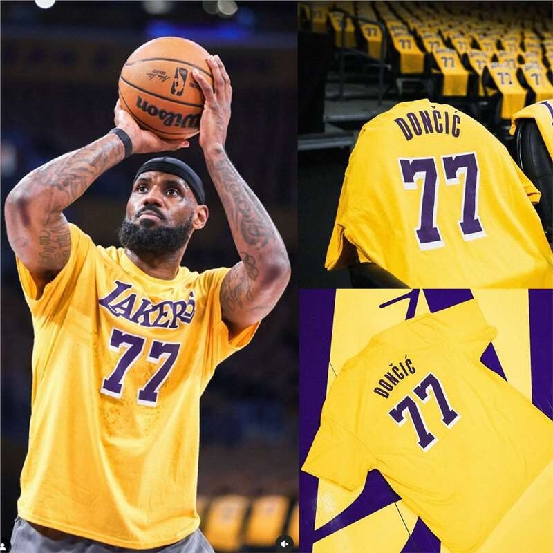 [해외] 리뷰 이벤트 1+1 2+2 농구 NBA LA 레이커스 77번 루카 돈치치 르브론 제임스 23번 저지 트레이닝 반팔 스포