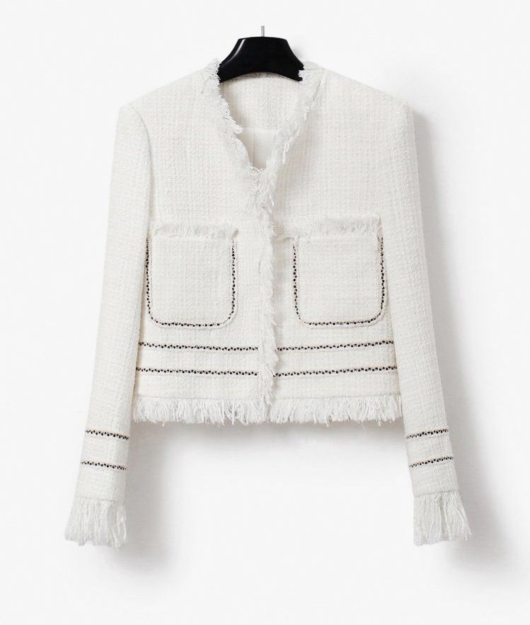 고급 홍콩 수입의류 여성 봄 울혼방 샤 명품스타일 럭셔리 트위드자켓 하객룩