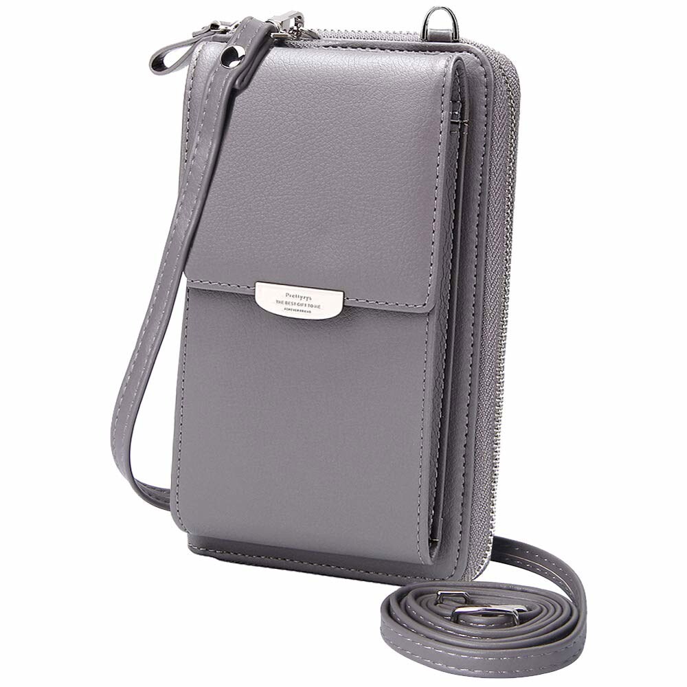 KUKOO 소형 크로스바디백 휴대폰지갑 신용카드 슬롯포함 여성 A 그레이 지퍼 업그레이드 버전 one_size