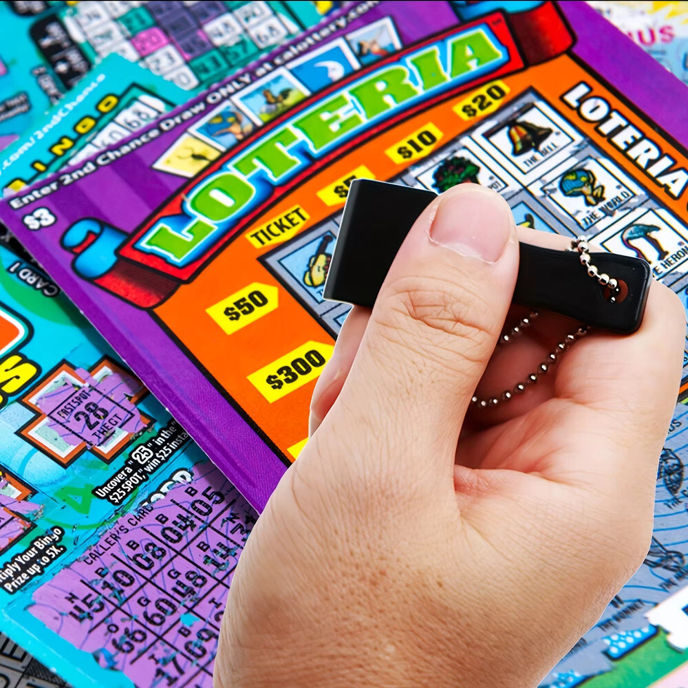 긁는복권 복권 티켓용 스크래치 도구 키체인 행운의 도박꾼 선물