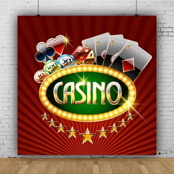 [오늘출발] Casino Theme Red Photography Backdrop Poker Dice Chip Stars Photo Studio Props Background Banner Pos