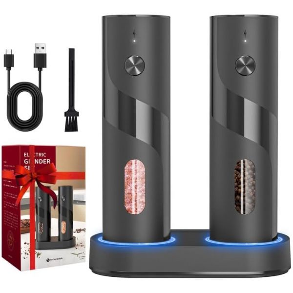 자동 전동 그라인더 가정용분쇄기 휴대하기 쉬운 충전 베이스와 LED 조명 조절 가능한 거칠기 더 큰 용량
