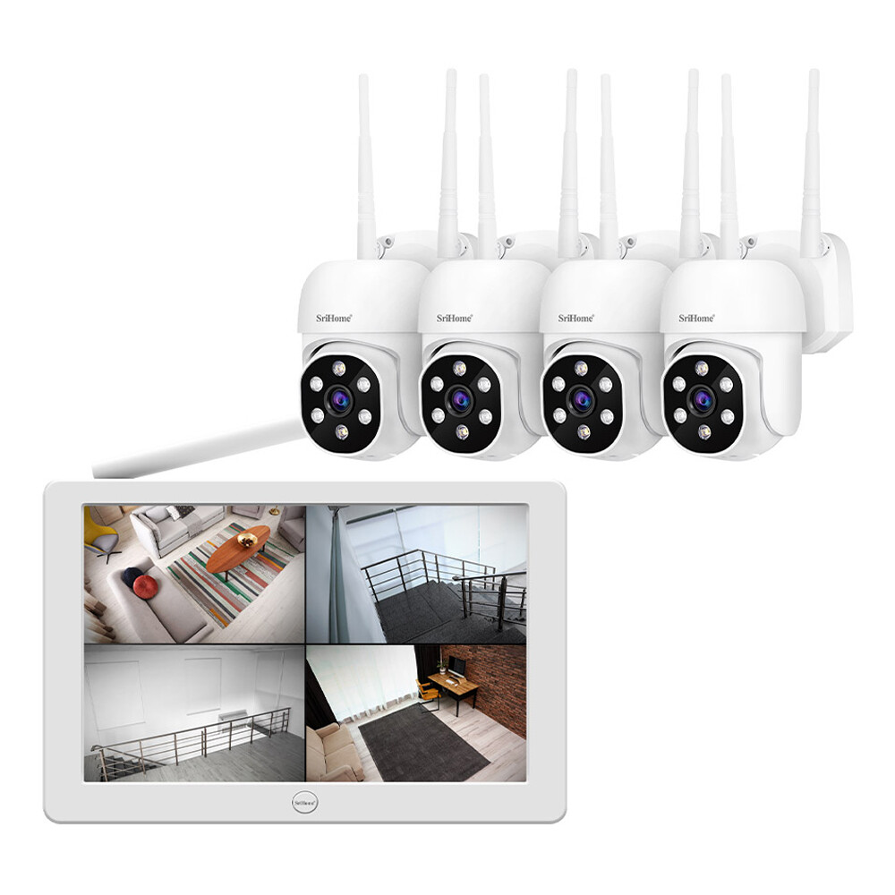 [오늘출발] WiFi 무선 4채널 CCTV 카메라 모니터 일체형 NVR 녹화기 키트 홈캠 세트