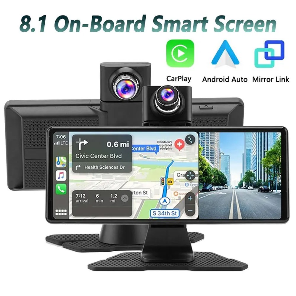 [오늘출발] 카플레이 모니터 차량용 미러 라디오 멀티미디어 비디오 플레이어 범용 무선 안드로이드 자동 화면 블루투