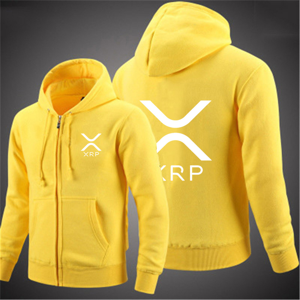 [오늘출발] 리플 로고 가을 후드 단색 긴팔 클래식 카디건 남성용 XRP 화폐 지퍼 암호