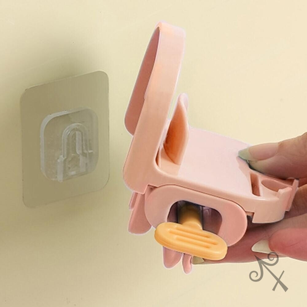 [오늘출발]캔캔토토 3IN1 부착식 칫솔홀더 치약짜개 핑크 무타공칫솔걸이 면도기걸이 치약스퀴저 칫솔꽂이