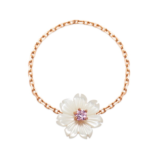 비앤비골드 18K 블루메 투어마린 코스모스 자개 체인 반지 MNR41038