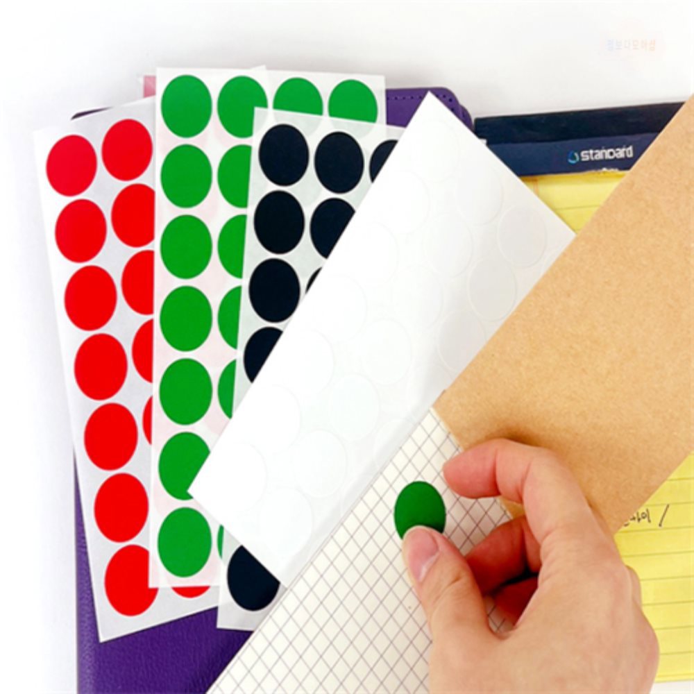[오늘출발] 정보다모아샵 원형스티커 330 지름19MM 7매 모양스티커 무지원형스티커 다꾸용 다꾸용품