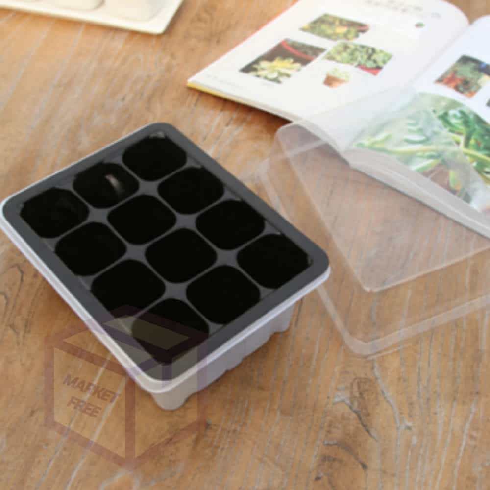 [오늘출발] 마켓프리 모종 트레이 12구 모종포트 식물기르기 모종기르기 모종판트레이 모종판육묘트레이 모종판받침대