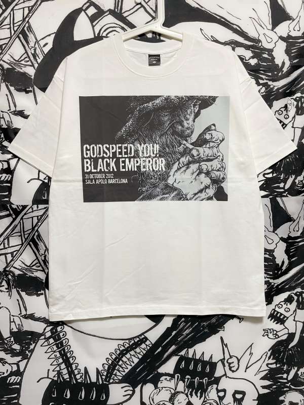 갓스피드 유 블랙 엠퍼러 밴드 프린팅 반팔 티셔츠
