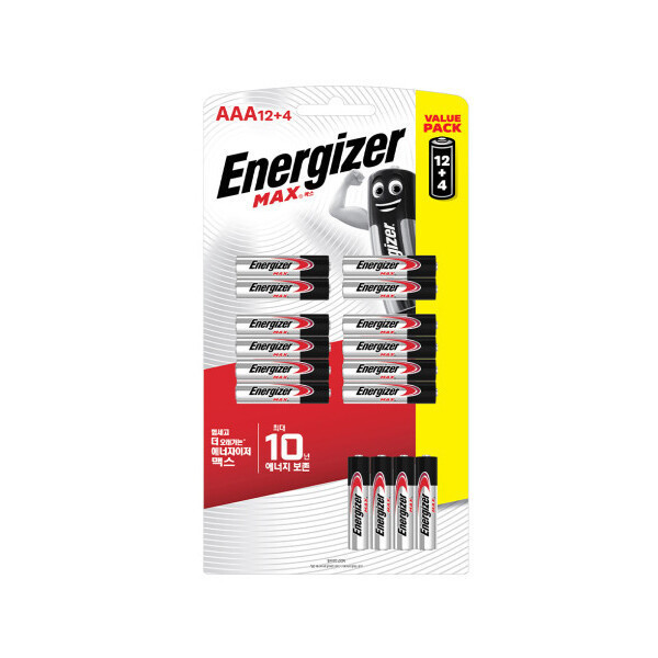 [에너자이저홀딩스][오늘출발] 에너자이저 에너자이저 알카라인 맥스 건전지 AAA 12+4입 4개
