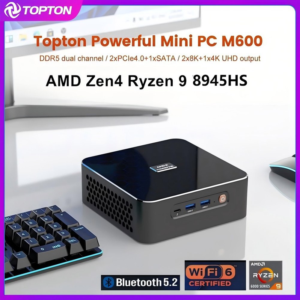 [오늘출발] [해외] R7 컴퓨터 8945HS PC 데스크탑 게이머 미니 2X2 2XPCIE4 LAN 9 11 게이밍 WIFI6 8845HS RZYEN 2XDDR5 M600