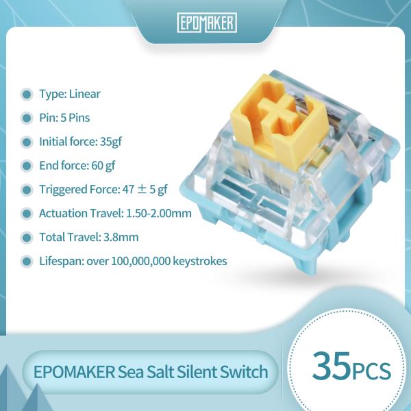 [해외] 35 조각 EPOMAKER 바다 소금 자동 스위치 사전 윤활 선형 LED 슬롯 50g DIY 기계식 키보드 사용자 정의