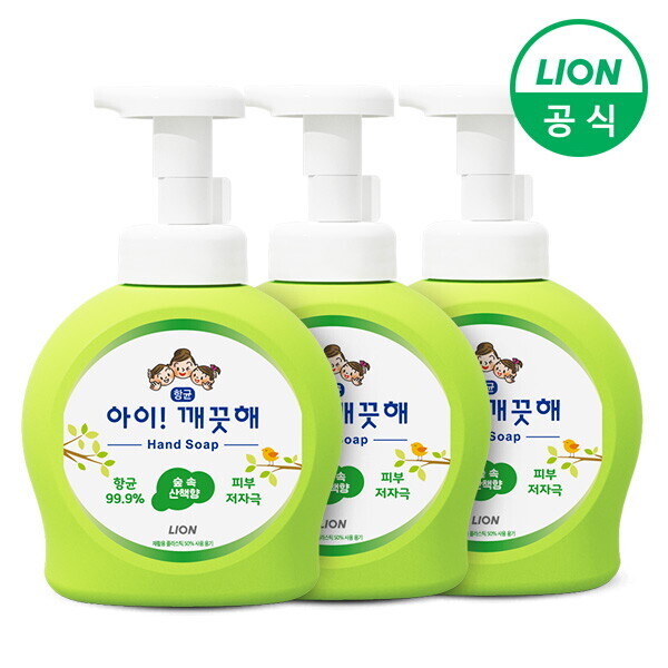 라이온코리아 아이깨끗해 핸드워시 손세정제 숲속산책 용기 490ml 3개