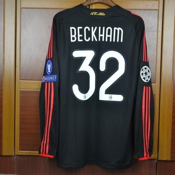 0910 AC밀란 긴팔 카카 호나우지뉴 베컴 말디니 챔피언스 리그 블랙 어웨이 유니폼