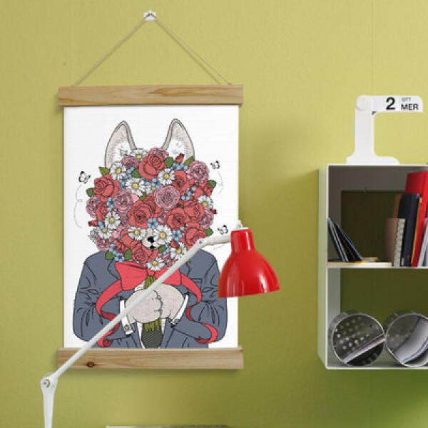 아트박스꾸밈 ca387-우드스크롤_40CmX60Cm-꽃을든여우