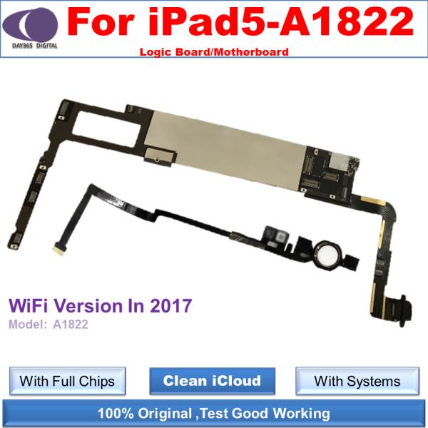 [오늘출발] IPad 5 로직 보드 용 iCloud 무료 잠금 해제 마더 A1822 WiFi 셀룰러 풀 칩이 있는 전체 시스템 포함 201