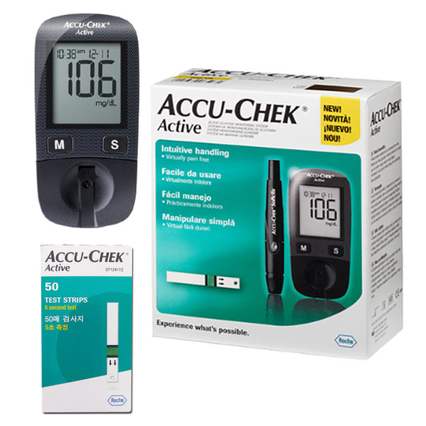 [오늘출발] 아큐첵 로슈 아큐첵 액티브 혈당계+시험지 60매+소프트란셋 100개+알콜솜100매 당뇨 측정 소모성 재료