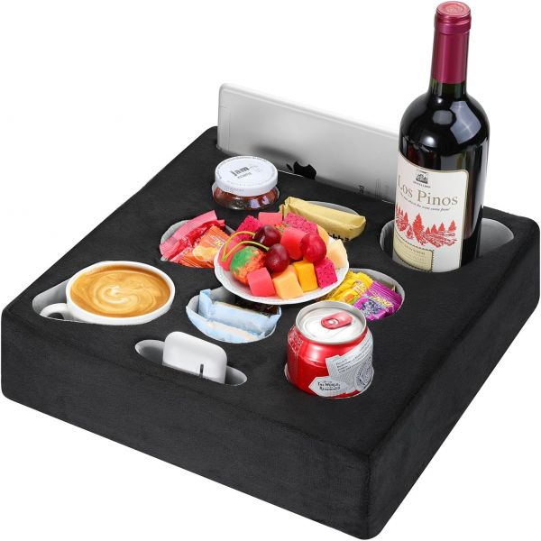 MoKo 소파 컵 홀더 음료를 위한 침대 베개 7 슬롯 트레이 캐디 리모컨 간식 음료 태블릿을 정리 RV TV 자동