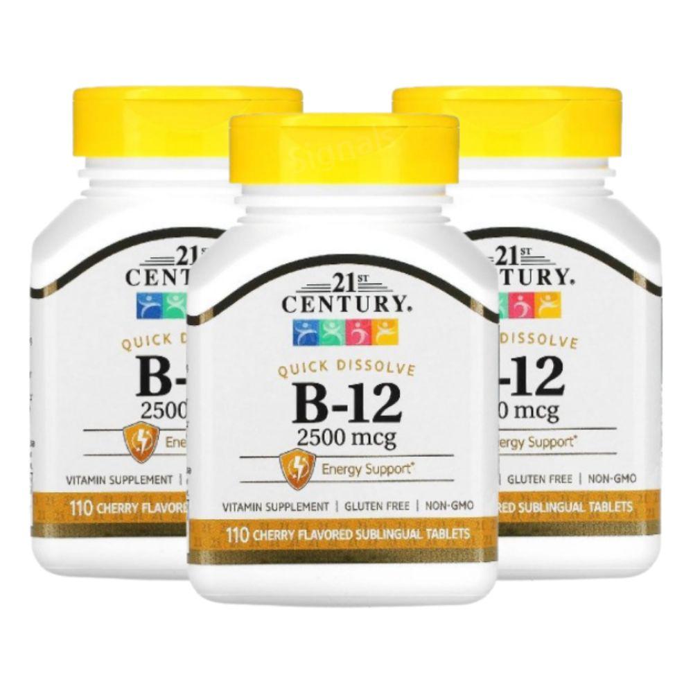 [해외] 21세기센트리 21세기 녹여먹는 비타민비 B12 체리맛 2500mcg 110정 3개 시아노코발라민