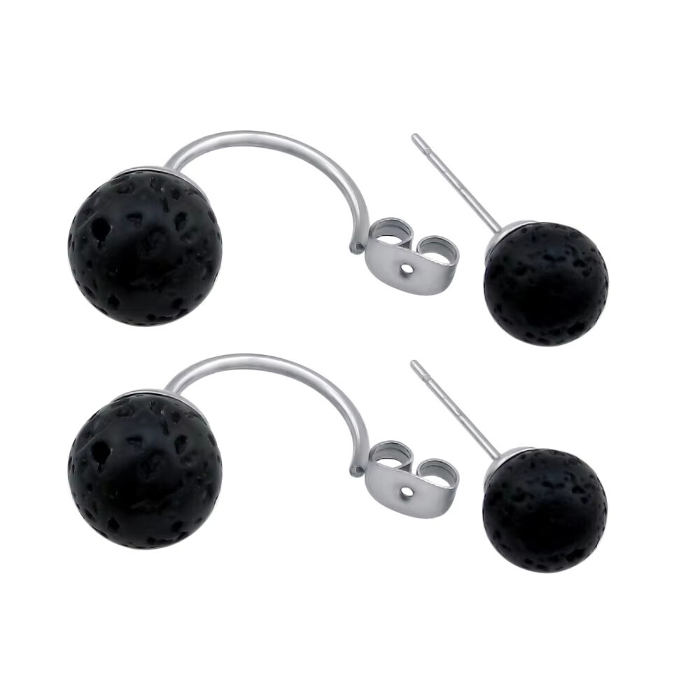 흑진주귀걸이 블랙 바위 스톤 비즈 스터드 귀걸이 여성 아로마 테라피 에센셜 오일 디퓨저 쥬얼리