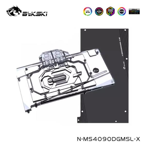 [오늘출발] Bykski 풀 커버 워터 블럭 MSI Geforce RTX 4090 D 24G 게임용 슬림 카드 쿨러(백플레이트 포함) N-MS4090