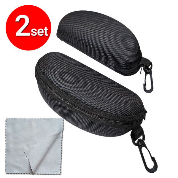 [오늘출발] 여행 휴대용 선글라스 안경 케이스 지퍼 고리형 하드케이스 안경닦이 포함