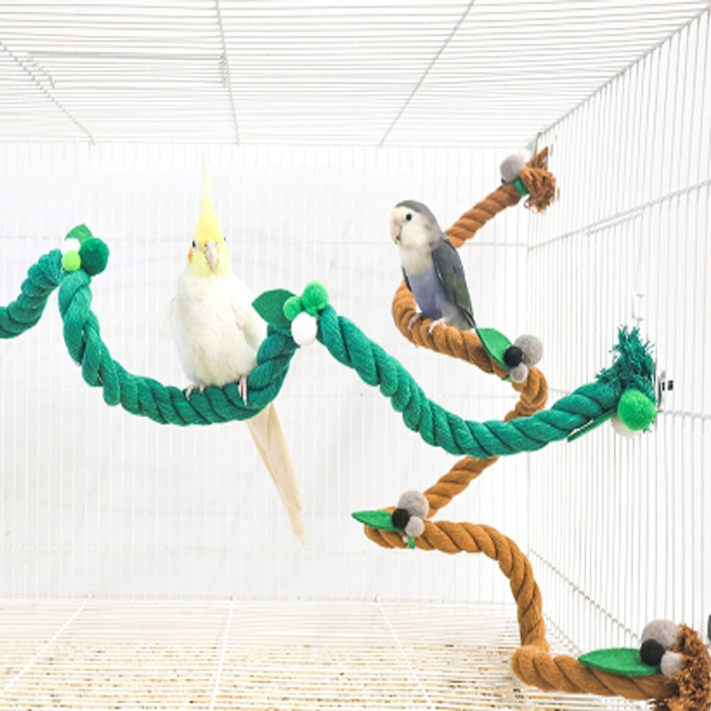 [오늘출발] 잭과 콩나무 면 로프 횃대 그린 콩 장난감 놀이 훈련 용품