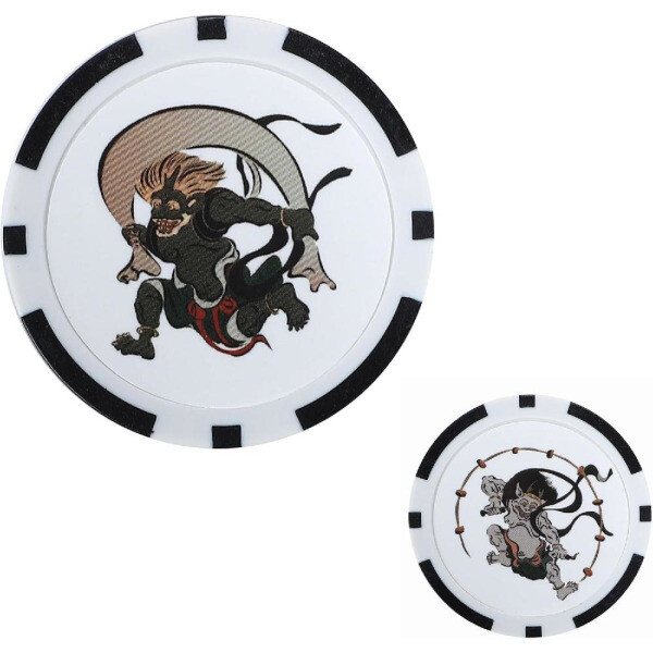 [호환] 골프 볼마커 40mm Fujin Raijin 카지노 칩 일본식 양면 디자인 자석 호환 Q0019 (Fujin Raijin)