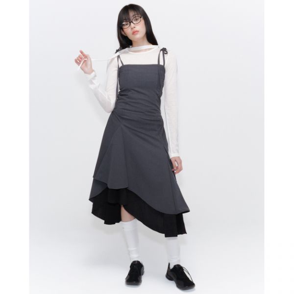매장정품 미세키서울 MISEKI SEOUL Unbalanced layered one piece CHARCOAL MSK251OP01CH 125333