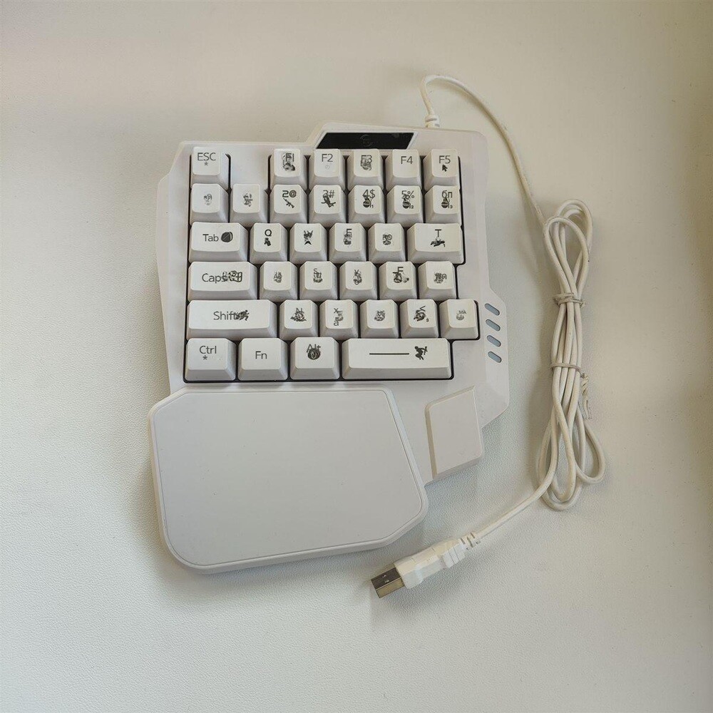 기계식 키보드 한손 키보드 유선 반투명 키캡 치킨먹는 키보드 게이밍 학생용-흰색 멤브레인