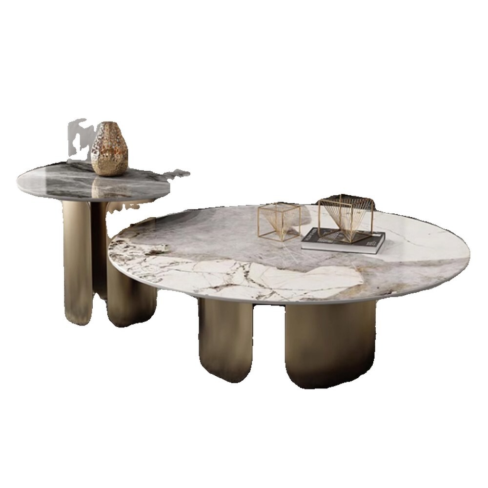 [오늘출발]화산석식탁 거실 쇼파 좌식 골드 타원형 검정 팬도라 간이 테이블 화산석 60 40 북유럽