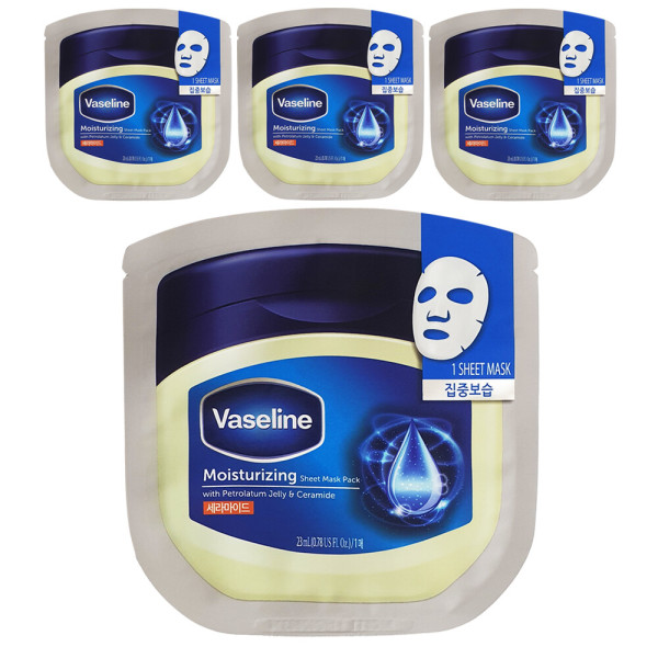 [오늘출발] 바세린 바세린 세라마이드 집중 보습 시트 마스크팩 1매입 x 4개 1일1팩 데일리 얼굴팩 영양 수분 피부 진정 탄력