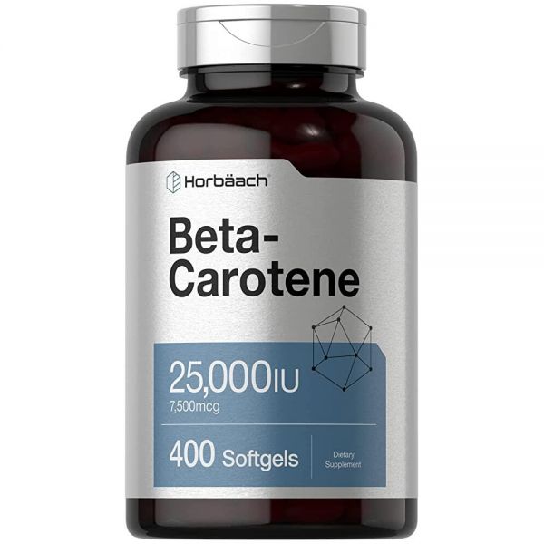 [해외] Horbaach 베타 카로틴 보충제 | 25000 IU 소프트젤 | 7500mcg | 비타민 A | 400개 | GMO 프리 및 글루텐
