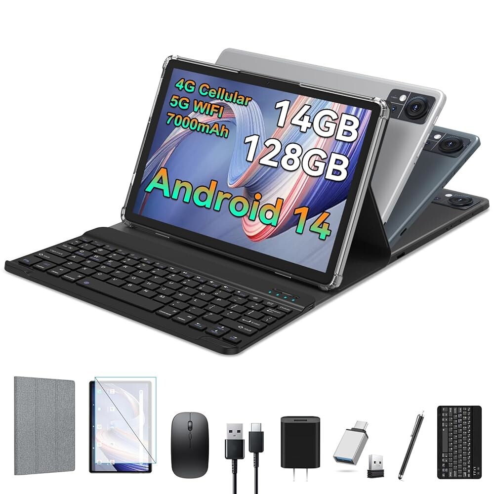 [오늘출발] Android 14 태블릿 4G 셀룰러 14GB RAM(8+6 가상)+128GB ROM+1TB 2024 5G WIFI 태블릿 10.1인치 인셀 대형