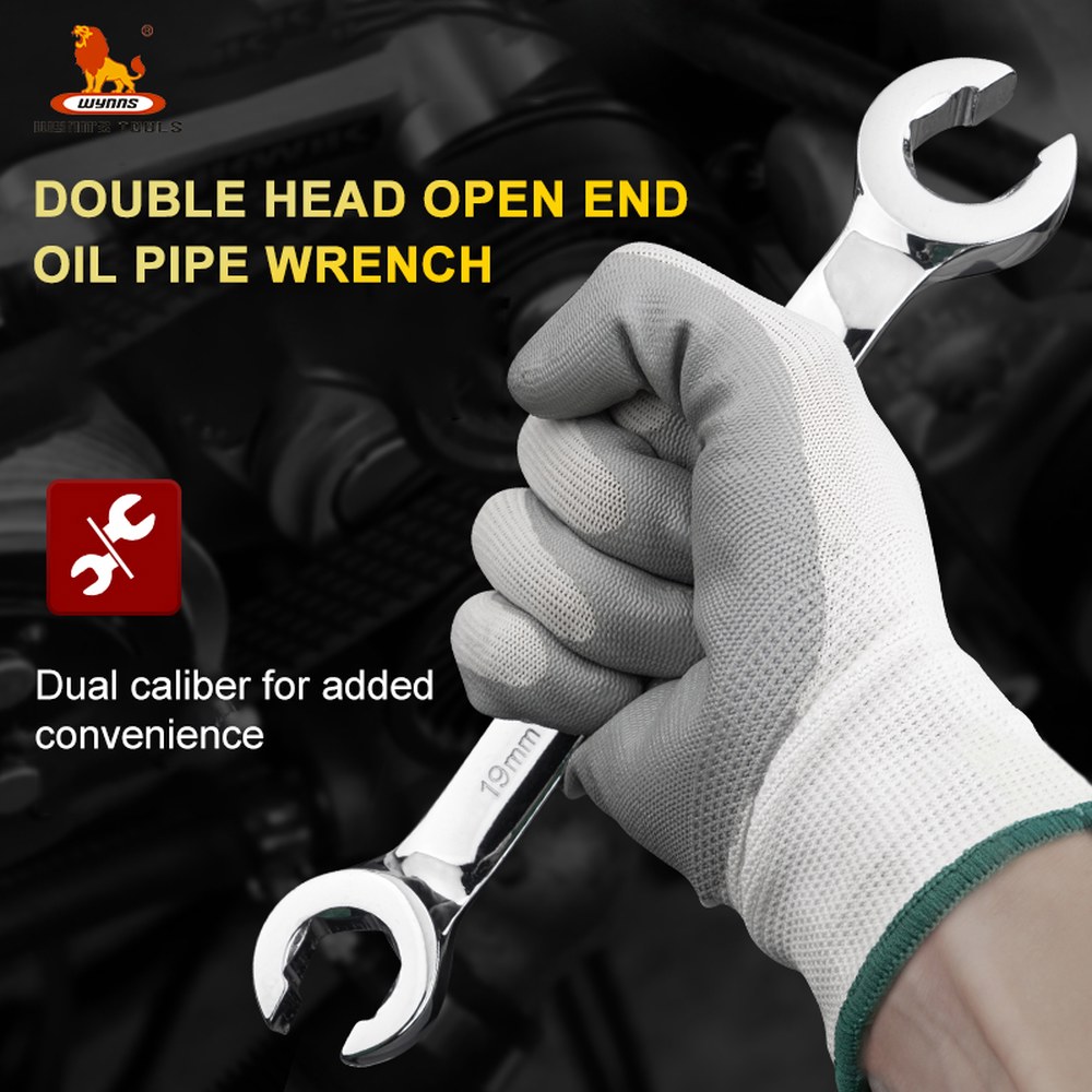 [오늘출발] WYNN 더블 플레어 너트 렌치 24MM 오일 파이프 브레이크 라인 수리를위한 래칫 스패너 핸드