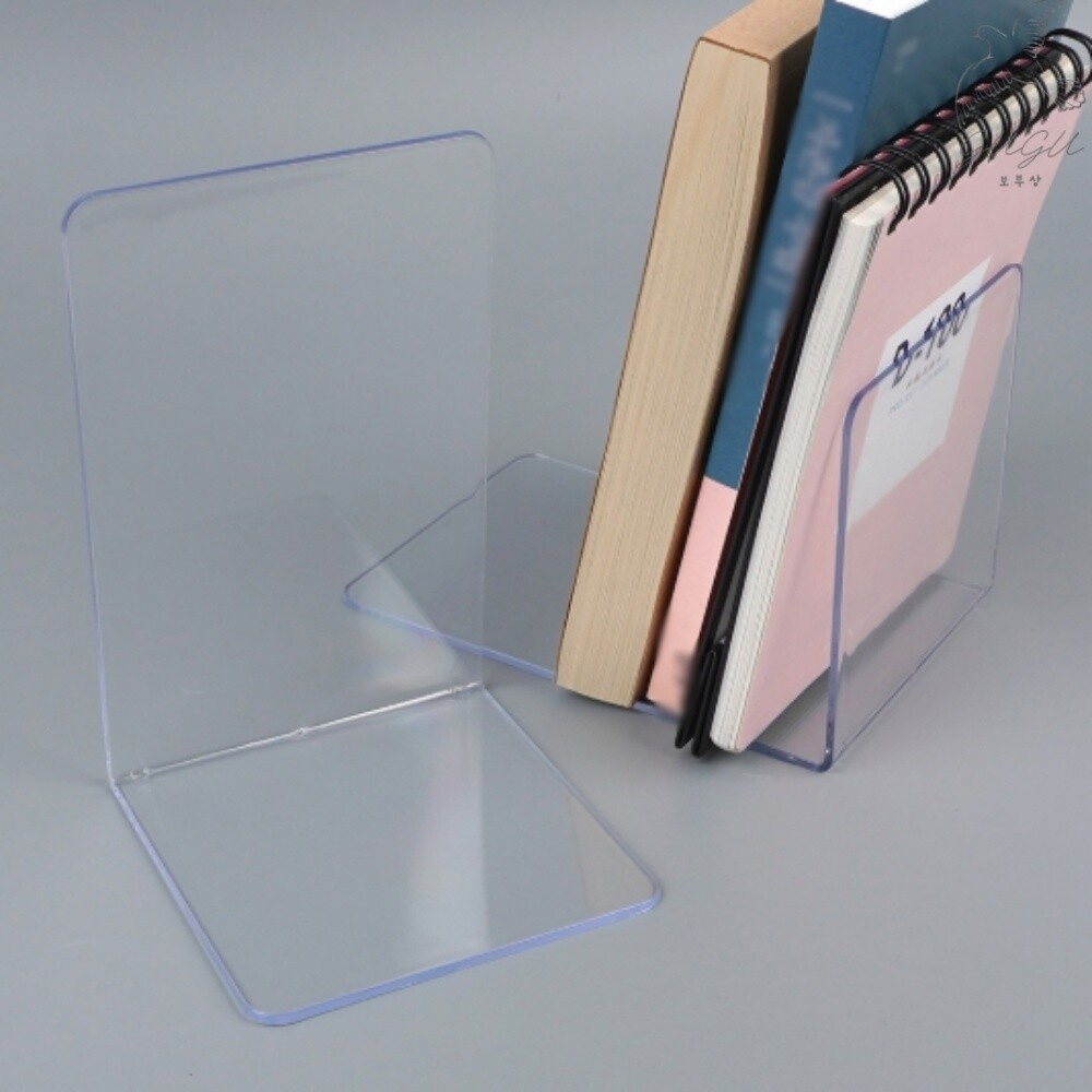 [오늘출발]구구보부상 플라스틱 북엔드 책꽂이 책받침 2개세트 책지지대 거치대 심플거치대 플라스틱책꽂이 오피스정