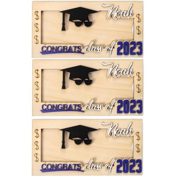 개인화된 이름 졸업금 선물 소지자 졸업 카드 상자 현금 2023년 시니어 머니 대학 3 PCS 새 버전