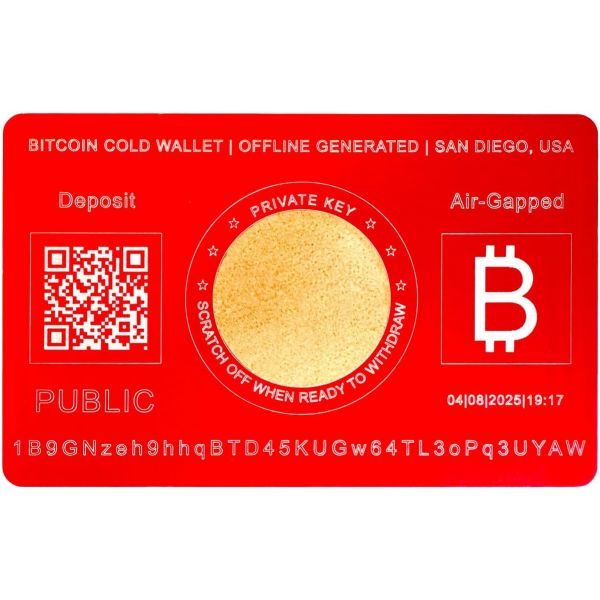 비트코인 콜드 월렛 카드 기프트 에어갭 오프라인 암호화폐 금속 저장소 USA 레드