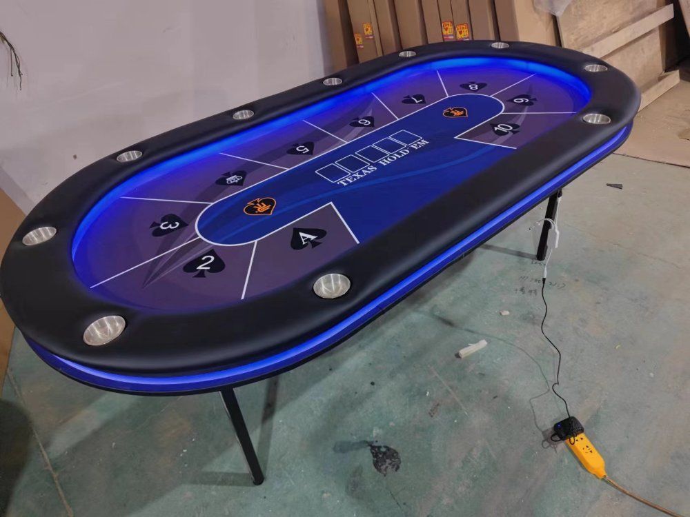 전문 게임 테이블 보드 기계 홀덤 카지노 고급 트레이 테이블 블루라이팅 240x120cm
