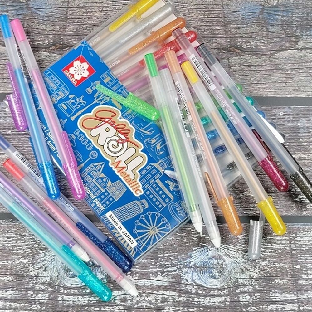 사쿠라 1.0mm 겔리롤 Metallic 12색 세트/젤/볼/펜/다꾸/칼라/다이어리/꾸미기/필기/WPF/VPS