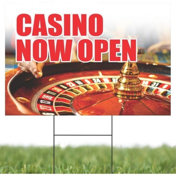 카지노 오픈 | 금속 접지 말뚝이 있는 풀 컬러 보도 디스플레이 간판 24인치 폭 x 18인치 높이