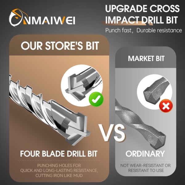 [오늘출발]사각구멍드릴 콘크리트 SDS 플러스 드릴 비트 크로스 팁 4 커터 110mm 벽 블록 전기 해머